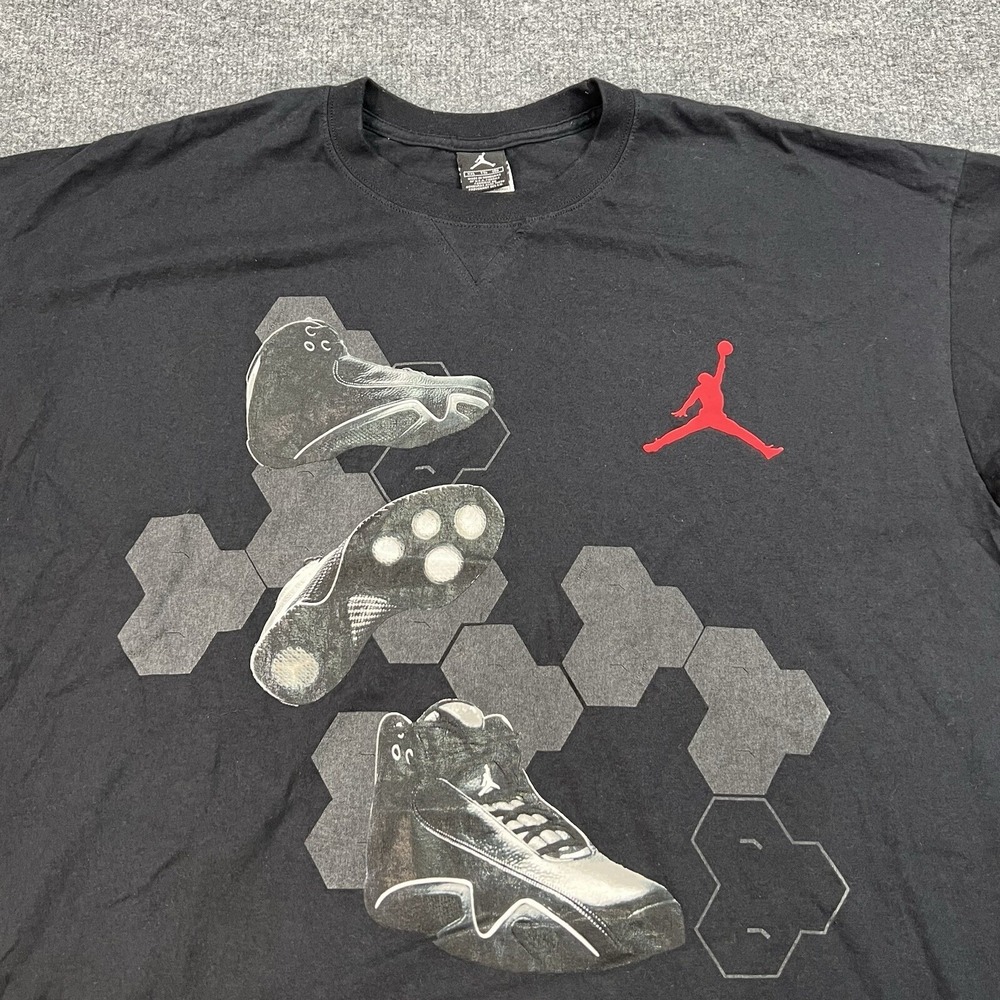 Jordan T Shirt‎ Mens XXL Black Nike Basketball Shoes Air Michael Y2K Cotton